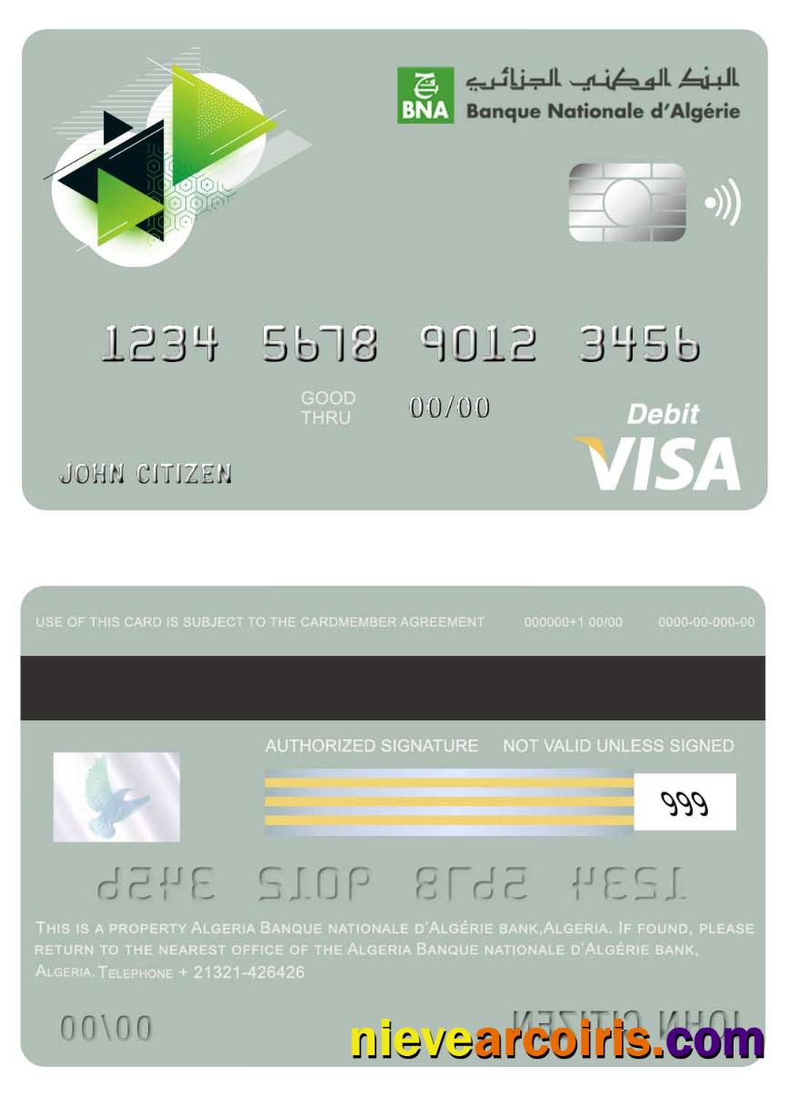 Algeria Banque Nationale d’Algérie (BNA) bank visa card
